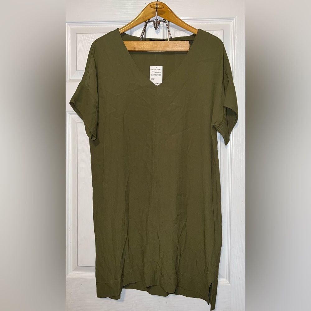 Madewell Womens V-Neck Shift Dress in Vintage Moss Size Medium NWT Fall comfy